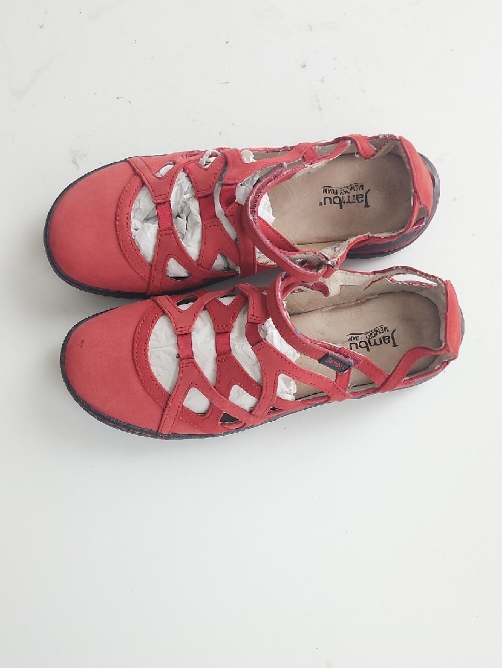 Jambu Red Strappy Casual Mary Jane Flats with Cutouts - Picture 3 of 13